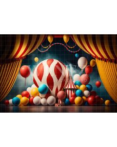 Photography Background in Fabric Cake Smash Circus with Balloons / Backdrop 3013