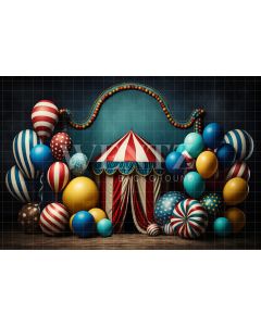 Photography Background in Fabric Cake Smash Circus with Balloons / Backdrop 3014