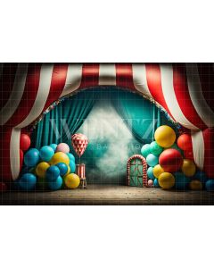 Photography Background in Fabric Cake Smash Circus with Balloons / Backdrop 3015