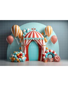 Photography Background in Fabric Cake Smash Circus with Balloons / Backdrop 3016