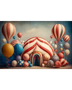 Photography Background in Fabric Cake Smash Circus with Balloons / Backdrop 3019