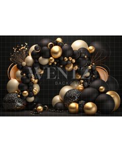 Photography Background in Fabric Cake Smash Black and Gold / Backdrop 3043