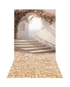 Photography Background in Fabric Nature Scenery with Staircase and Flowers / Backdrop 3063