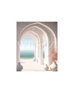 Photography Background in Fabric Nature Arch Overlooking Sea / Backdrop 3064