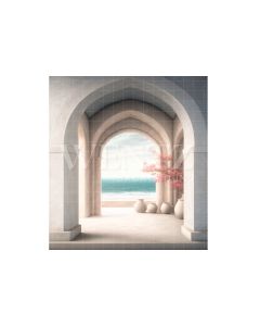 Photography Background in Fabric Nature Arch Overlooking Sea / Backdrop 3065