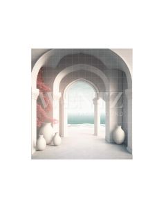 Photography Background in Fabric Nature Arch Overlooking Sea / Backdrop 3066