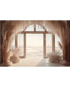 Photography Background in Fabric Boho Scenery with Pampas Grass / Backdrop 3077
