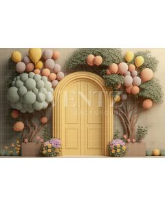 Photography Background in Fabric Cake Smash Door with Flowers / Backdrop 3115