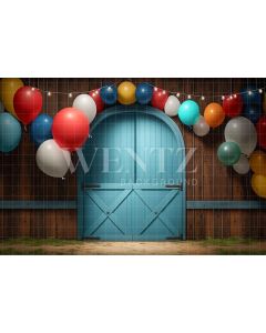 Photography Background in Fabric Cake Smash Candy Blue Door / Backdrop 3120