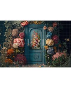 Photography Background in Fabric Door with Flowers / Backdrop 3156