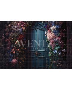 Photography Background in Fabric Door with Flowers / Backdrop 3157