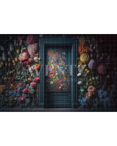 Photography Background in Fabric Door with Flowers / Backdrop 3158