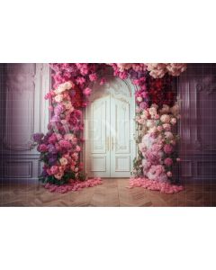 Photography Background in Fabric Door with Flowers / Backdrop 3159