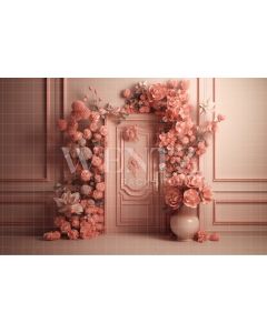 Photography Background in Fabric Door with Flowers / Backdrop 3160