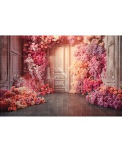 Photography Background in Fabric Door with Flowers / Backdrop 3163