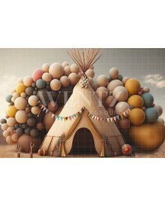 Photography Background in Fabric Set with Tent and Balloons / Backdrop 3188
