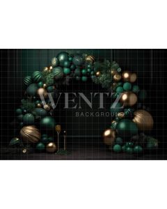 Photography Background in Fabric Cake Smash Green and Gold / Backdrop 3190