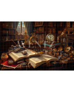 Photography Background in Fabric Set with Books / Backdrop 3212