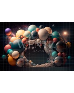 Photography Background in Fabric Cake Smash Planets / Backdrop 3229