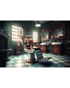 Photography Background in Fabric Vintage Barbershop / Backdrop 3247