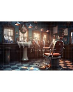 Photography Background in Fabric Vintage Barbershop / Backdrop 3248