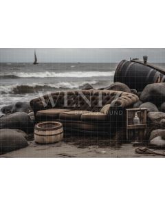 Photography Background in Fabric Beach with Couch / Backdrop 3293