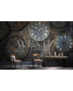 Photography Background in Fabric Set with Clocks / Backdrop 3298