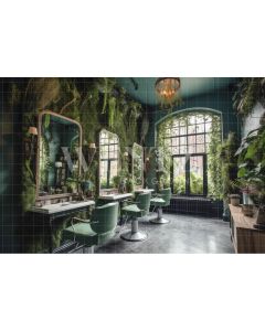 Photography Background in Fabric Green Barbershop / Backdrop 3306
