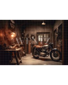Photography Background in Fabric Motorbike Repair Shop / Backdrop 3320