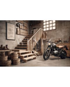 Photography Background in Fabric Motorbike Garage / Backdrop 3321
