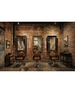Photography Background in Fabric Vintage Barbershop / Backdrop 3324
