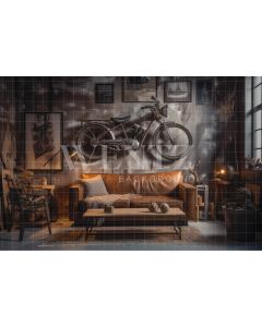 Photography Background in Fabric Living Room with Motorcycle / Backdrop 3326