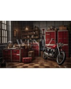 Photography Background in Fabric Motorcycle Repair Shop / Backdrop 3329