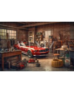 Photography Background in Fabric Car Repair Shop / Backdrop 3413