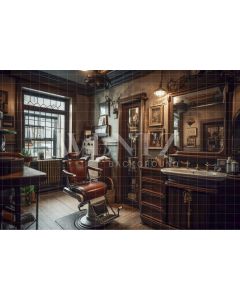 Photography Background in Fabric Vintage Barbershop / Backdrop 3414