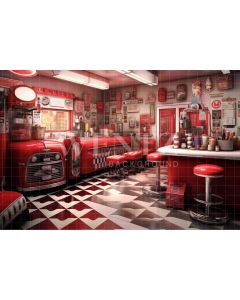 Photography Background in Fabric Vintage Diner / Backdrop 3427