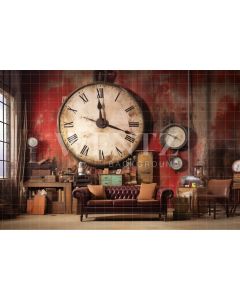 Photography Background in Fabric Room with Clocks / Backdrop 3428