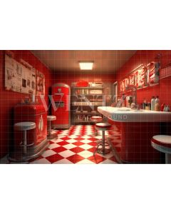 Photography Background in Fabric Vintage Diner / Backdrop 3448