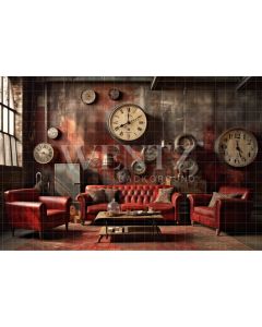Photography Background in Fabric Room with Clocks / Backdrop 3449