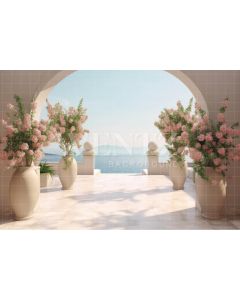 Photography Background in Fabric Arch Overlooking Sea / Backdrop 3570