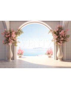 Photography Background in Fabric Arch Overlooking Sea / Backdrop 3571