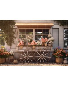 Photography Background in Fabric Flower Cart / Backdrop 3580