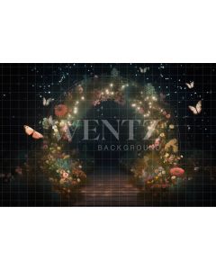 Photography Background in Fabric Floral Arch with Butterflies / Backdrop 3610