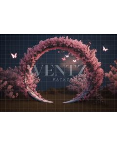 Photography Background in Fabric Arch with Cherry Blossoms / Backdrop 3612