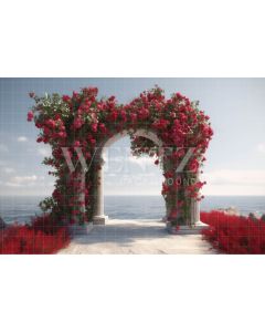Photography Background in Fabric Greek Arch with Flowers / Backdrop 3615