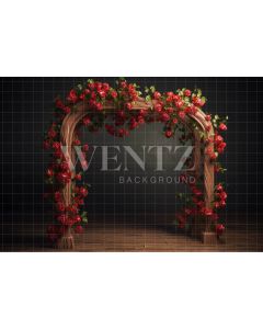 Photography Background in Fabric Wood Arch with Roses / Backdrop 3618