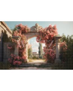 Photography Background in Fabric Greek Arch with Flowers / Backdrop 3620