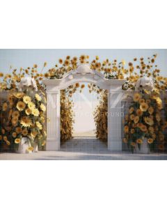 Photography Background in Fabric Greek Arch with Flowers / Backdrop 3621