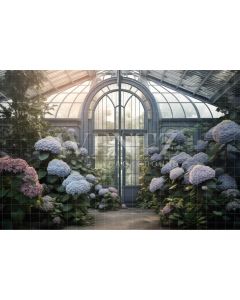 Photography Background in Fabric Blue Hydrangea Greenhouse / Backdrop 3632