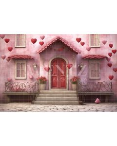 Photography Background in Fabric Pink House / Backdrop 3642
